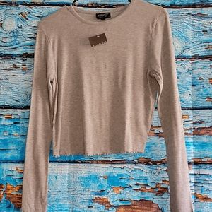 TopShop Long Sleeve Cropped Top Gray US 10